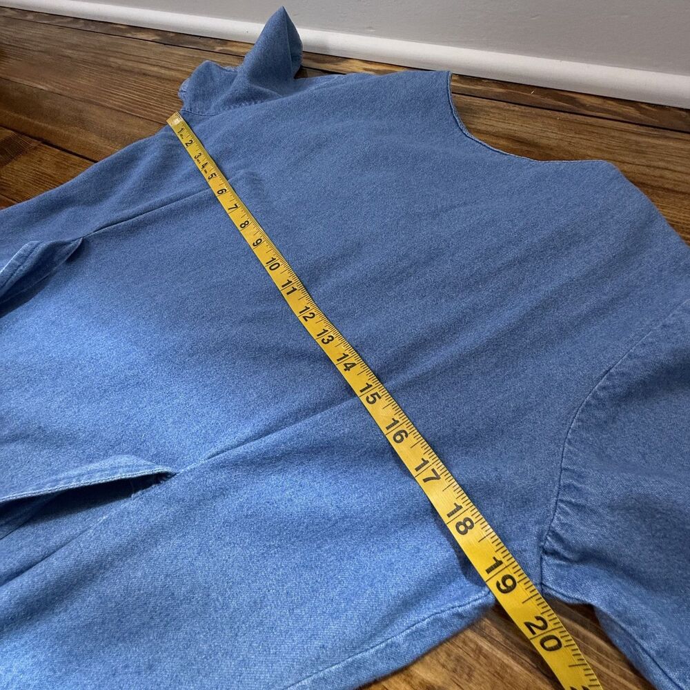 Vintage 90s Chambray Pintuck Pleated Dress | Prairie Cottage Denim Midi - Picture 11 of 16